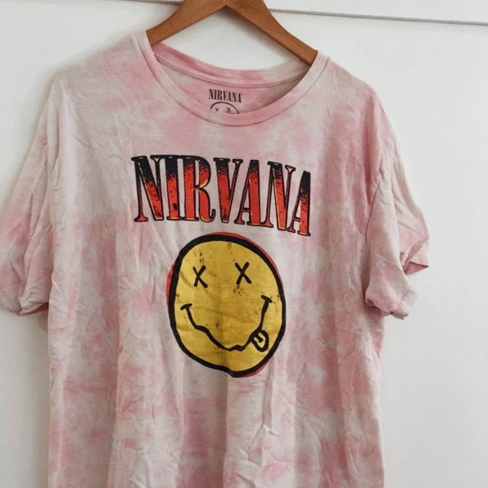 NIRVANA Pink and Black Graphic Tee